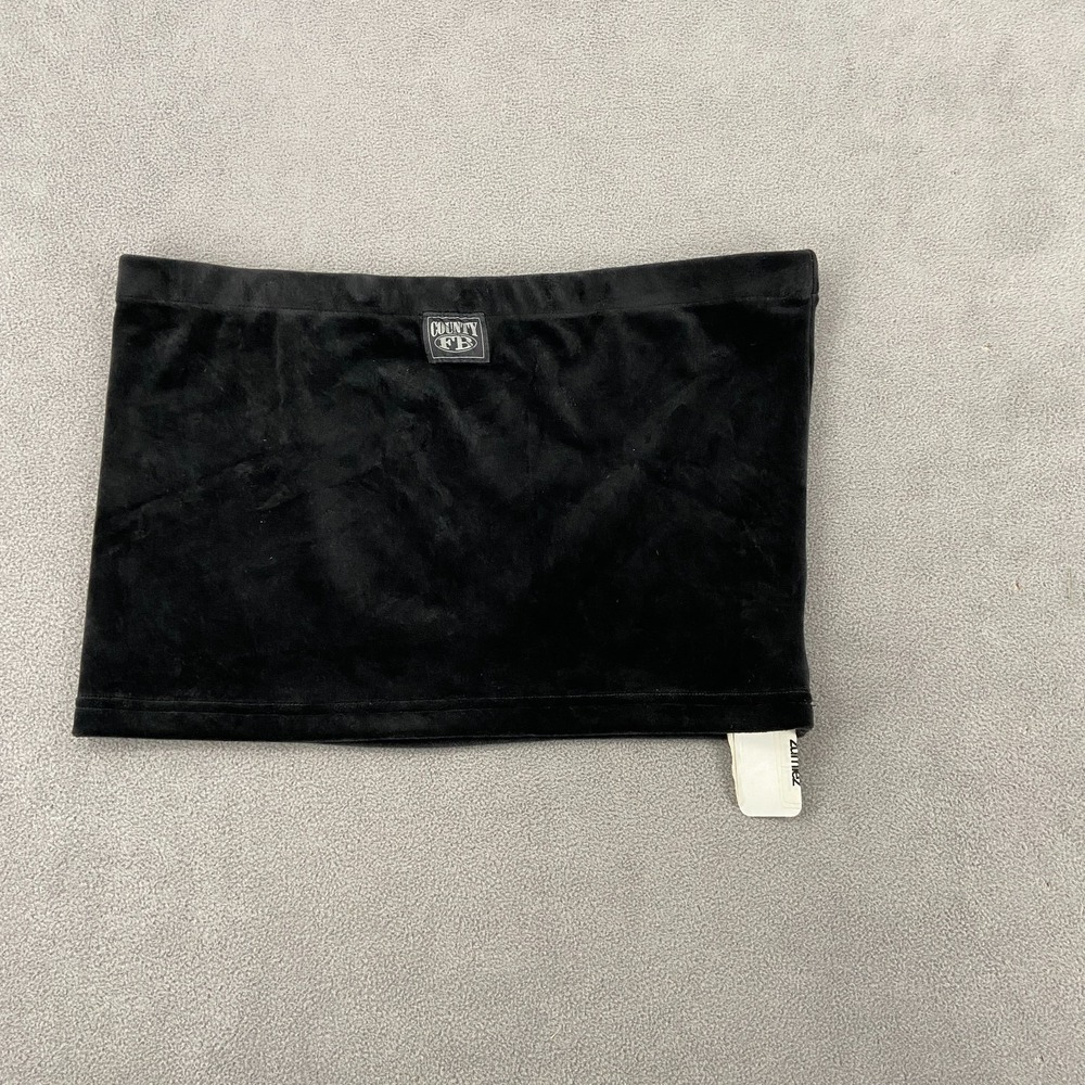 FB County Tube Top Womens XL/2XL Black Velour Secure Fit Comfortable Strapless‎